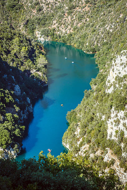 Verdon Gorge river canyon scenery  from top view, Quinson, Provence; France
