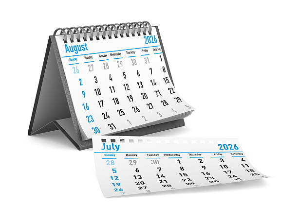 istock 2026 year. Calendar for August. Isolated 3D illustration 2232216493