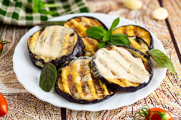 istock Summer eggplant side dish with herbs and olive oil 2232220842