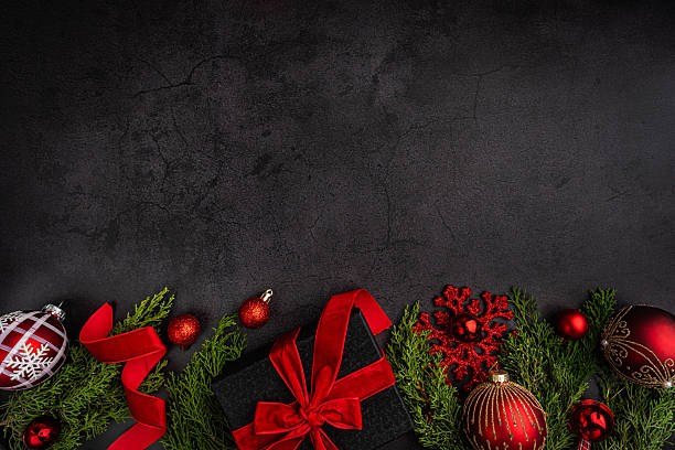 istock Elegant Christmas Flat Lay with Red and Black Gift 2232224626
