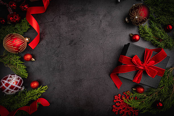 istock Elegant Christmas Flat Lay with Red and Black Gift 2232224636
