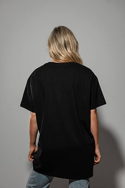 istock Wearing Oversized  Black T-Shirt with Blank Space for Mockup 2232225918