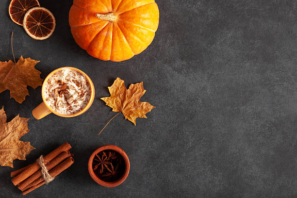 istock Cozy Autumn Flat Lay with Spiced Latte and Harvest Decor 2232236647