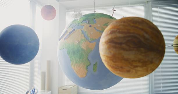 istock Modern Elementary School Classroom: Close Up of Hanging Models of Solar System and Planets 2232241690