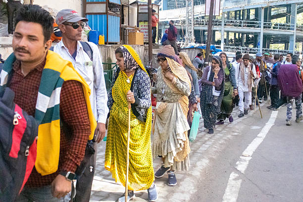 June 3, 24, Kedarnath Trekk, India: Kedarnath pilgrims on thier way to Mahdev mandir.