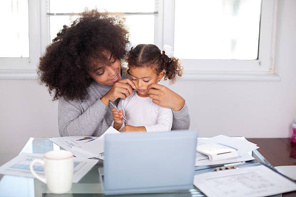 istock Young mother working and spending time with her daughter 2232253753