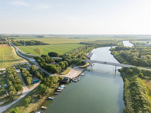 istock Aerial View of River Campground and Bridge 2232253940
