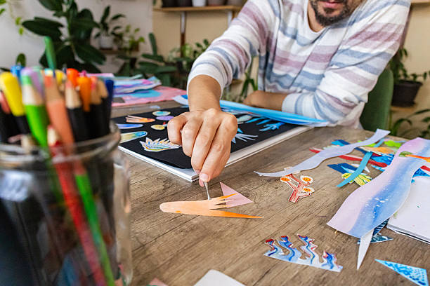 istock Collage art supplies on a creative desk 2232256368