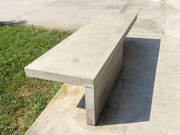 istock Concrete bench in urban park setting on sunny day 2232256478