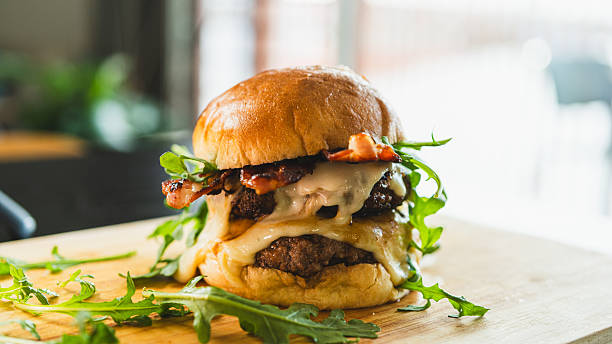 istock Juicy Bacon Cheeseburger with Rare Patty Double Stack 2232256585