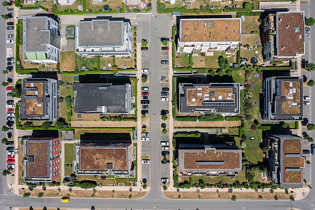 istock Top down view of apartment buildings 2232263691
