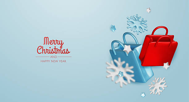 istock Happy New Year and Merry Christmas. Christmas holiday background with realistic 3d objects, bauble balls, conical metal stars. Levitation falling design composition. 2232265275