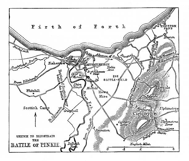 istock Battle of Pinkie Cleugh Map, Scotland, 16th Century British History 2232285362