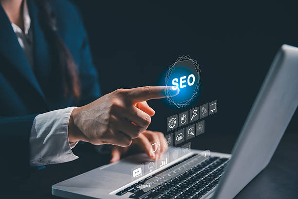 istock Person working on computer laptop manages search engine optimization, SEO, social media, content, advertisements boost website performance. internet business technology for promoting traffic website. 2232289055