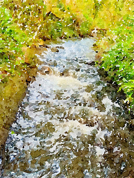 istock Painted in Waterlogue beautiful river scenery around Wales 2232293128