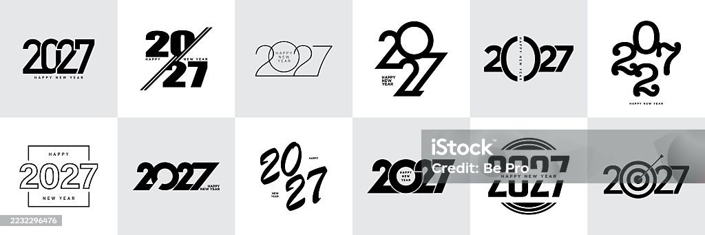 2027 Layout Big Set Of 2027 Number Design Template Stock Illustration - Download ...