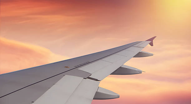istock Image of arrival flight of aircraft show wing engine with dramat 2232299002