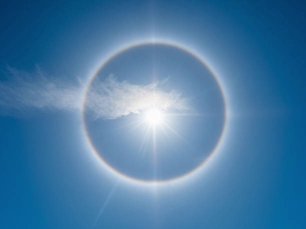 Solar Sun Halo Ring against blue sky with copy space