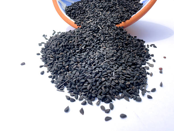 istock Nigella Sativa Black Seeds Spilling from a Clay Bowl on White Background 2232300439