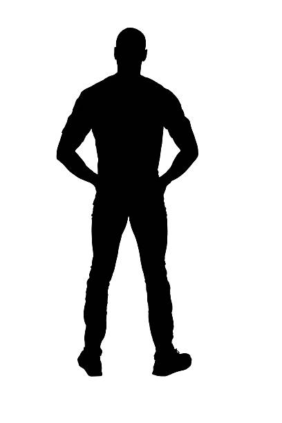 istock silhouette of   back view of a man standing with his hands in his pockets on white background 2232302378