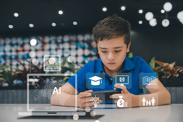 istock Teen boy using smartphone and AI-based learning technology for studying Education, Career planning, Financial knowledge in modern environment.Future Learning 2232311343