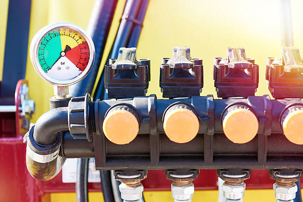 istock Manometer and hydraulic valves 2232311779