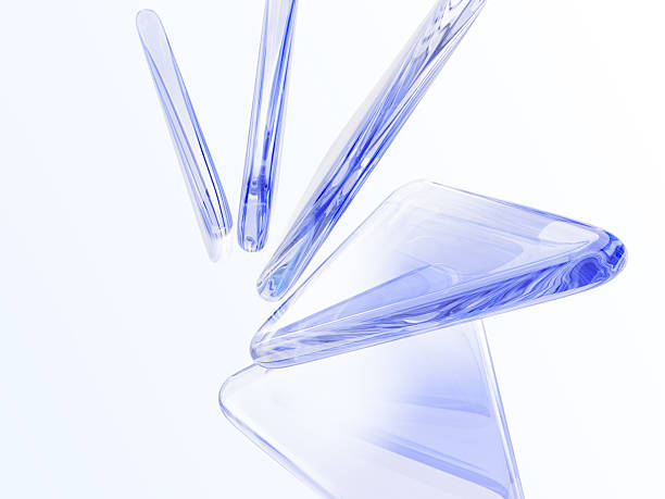 istock 3d light blue background with glass transparent triangle shapes. Abstract geometric line pattern. Crystal glossy triangular plates with motion effect. Futuristic digital technology 2232314177