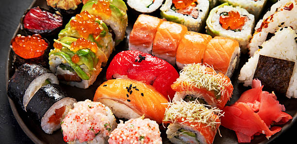 istock Sushi Set. Rolls, sushi of different types on a plate. 2232318587