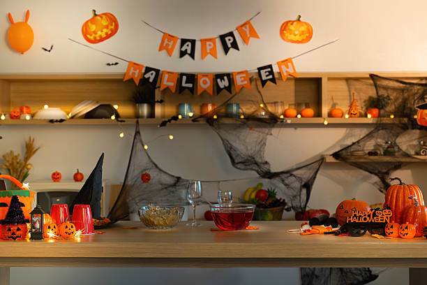 istock Halloween Celebration Decor with Pumpkins and Banners 2232321623