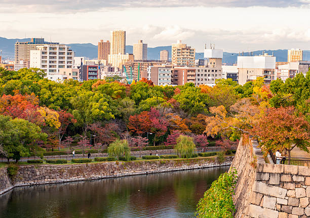 Osaka autumn cityscape in Japan