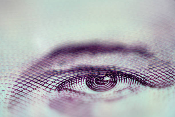 istock Detailed Close-up of Eye Design on Banknote Texture and Pattern 2232339346