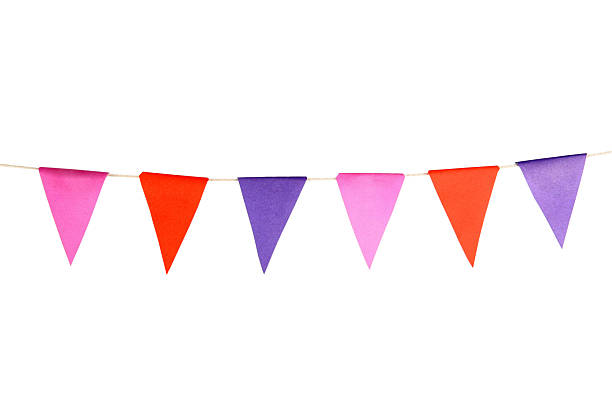 istock Colorful party flags isolated on white. Festive decor 2232352367