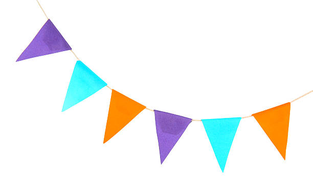 istock Colorful party flags isolated on white. Festive decor 2232352399