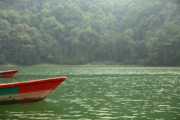Landscape of Phewa Lake near Pokhara in Nepal
