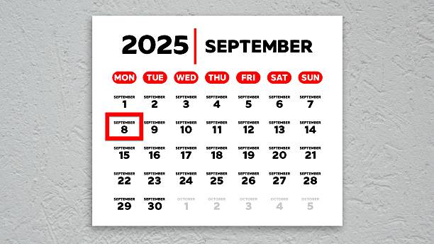 istock The date September 8th marked with a red cursor on the wall calendar 2025 2232357134
