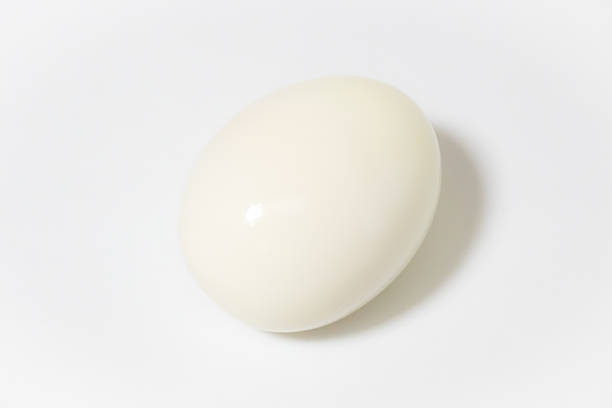 Close-Up of Boiled Egg on White Background