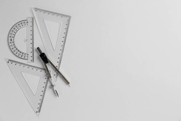 istock Rulers and compass on light grey background, flat lay. Space for text 2232361198