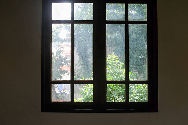 istock View from window with tree scene. Garden through the window. Window overlooking the trees. 2232361985