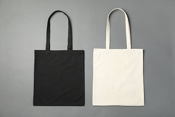 istock Shopping bags on grey background, flat lay. Mockup for design 2232362598