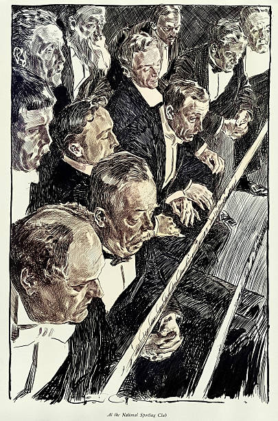 Spectators at the National Sporting Club, watching Boxing match, Sketches from Victorian London, Charles Dana Gibson, 1890s 19th Century art