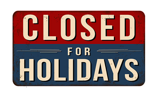 istock Closed for holidays vintage rusty metal sign 2232366320