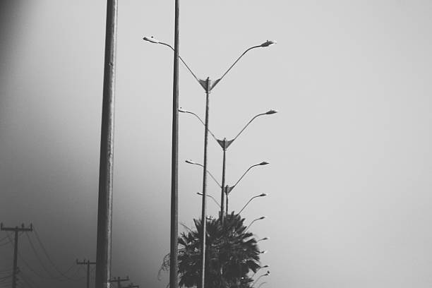 istock Light poles lined up along a road 2232366702