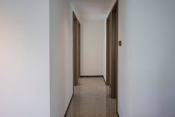 hallway in apartment , door rooms in dorm