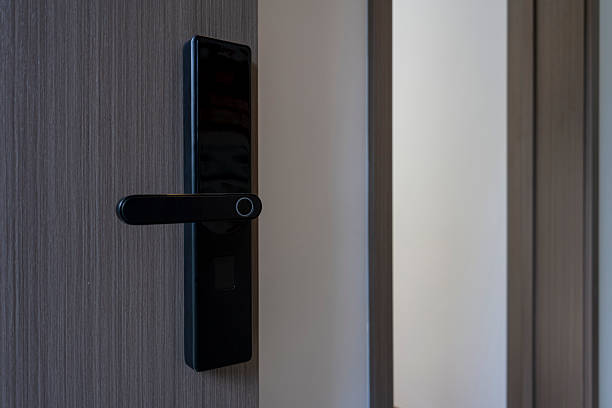 istock Black Door Handle on Wooden Door 2232367948