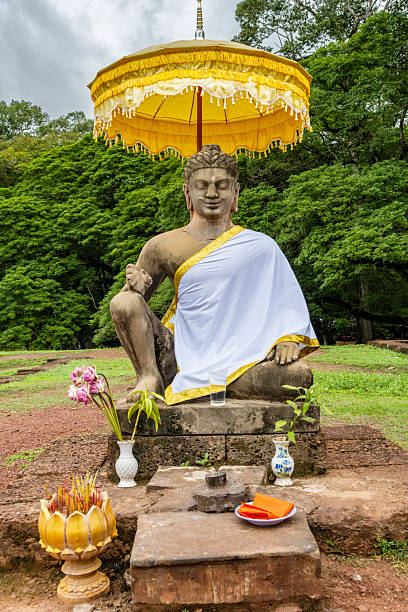 Seated Statue of Leper King at Angkor Site, Cambodia