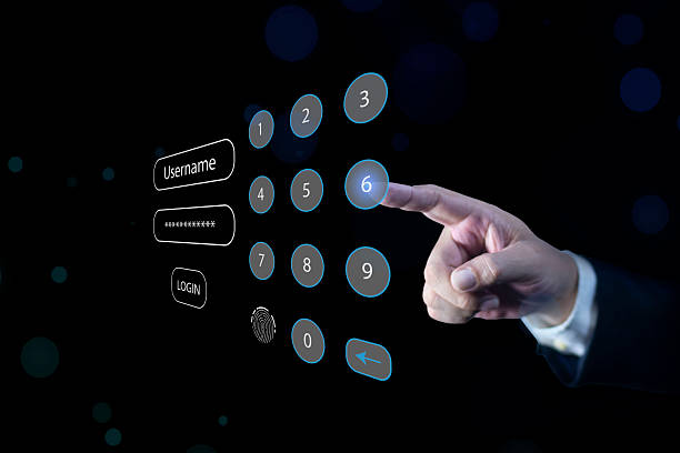istock Hands typing and entering username and password. Cyber security password login online concept, data protection from hacker 2232374462