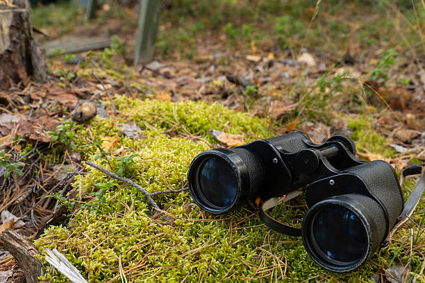 istock Binoculars resting on mossy forest floor outdoors 2232380265