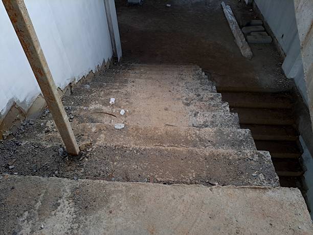 istock unfinished building staircase structure. concrete staircase structure. building staircase 2232381327