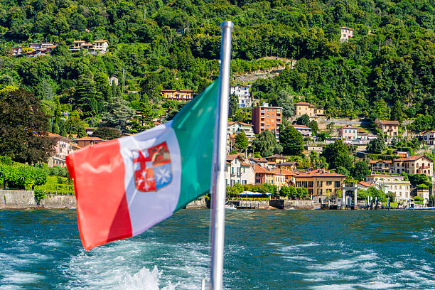 istock Italian Flag Waving on Lake Como Italy 2232381341