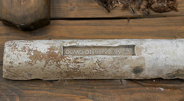 Ancient maritime treasure lead ingot with carved Latin letters